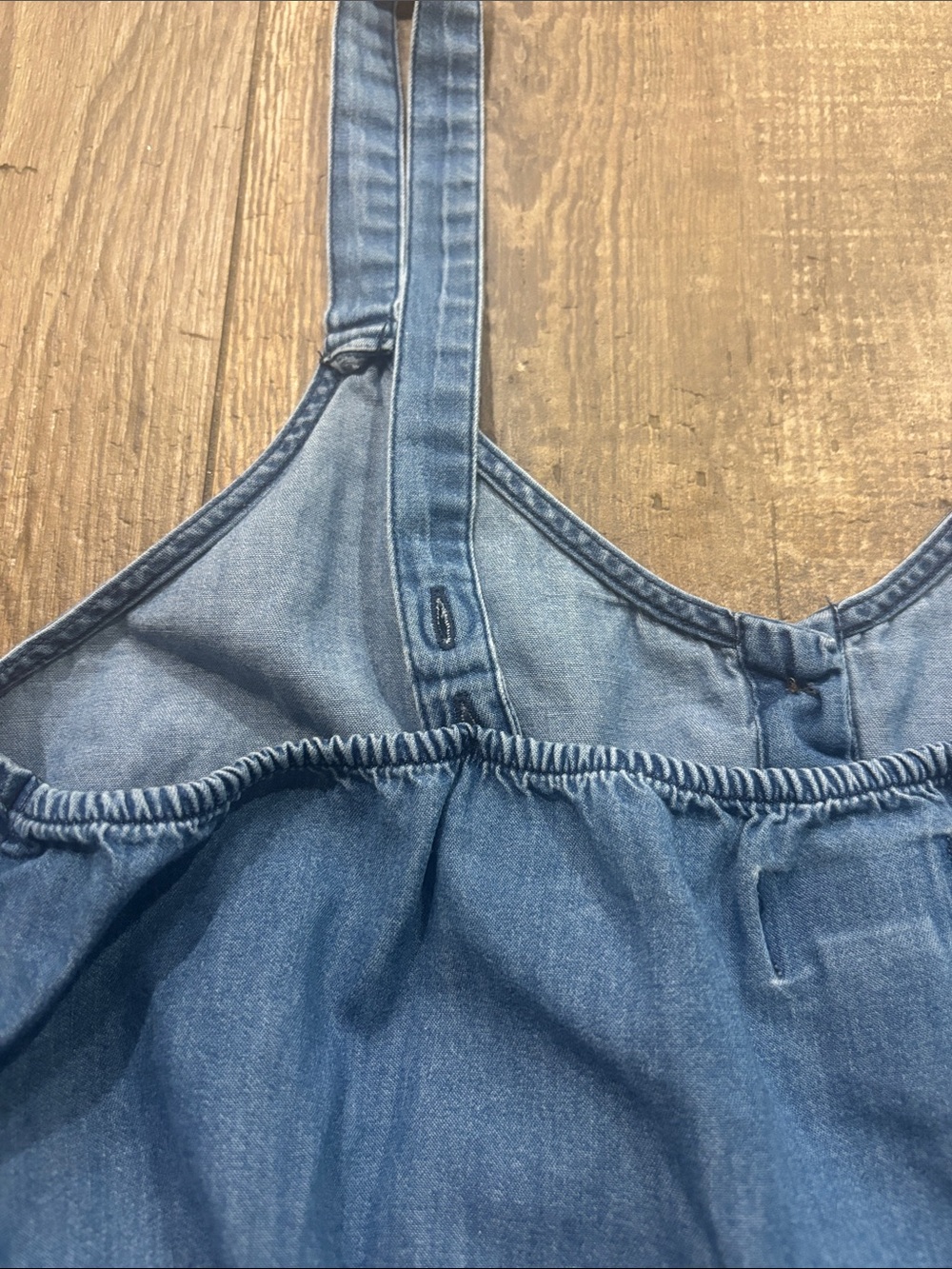 Old Navy Light Blue Denim Sleeveless Romper with Drawstring - Picture 3 of 5